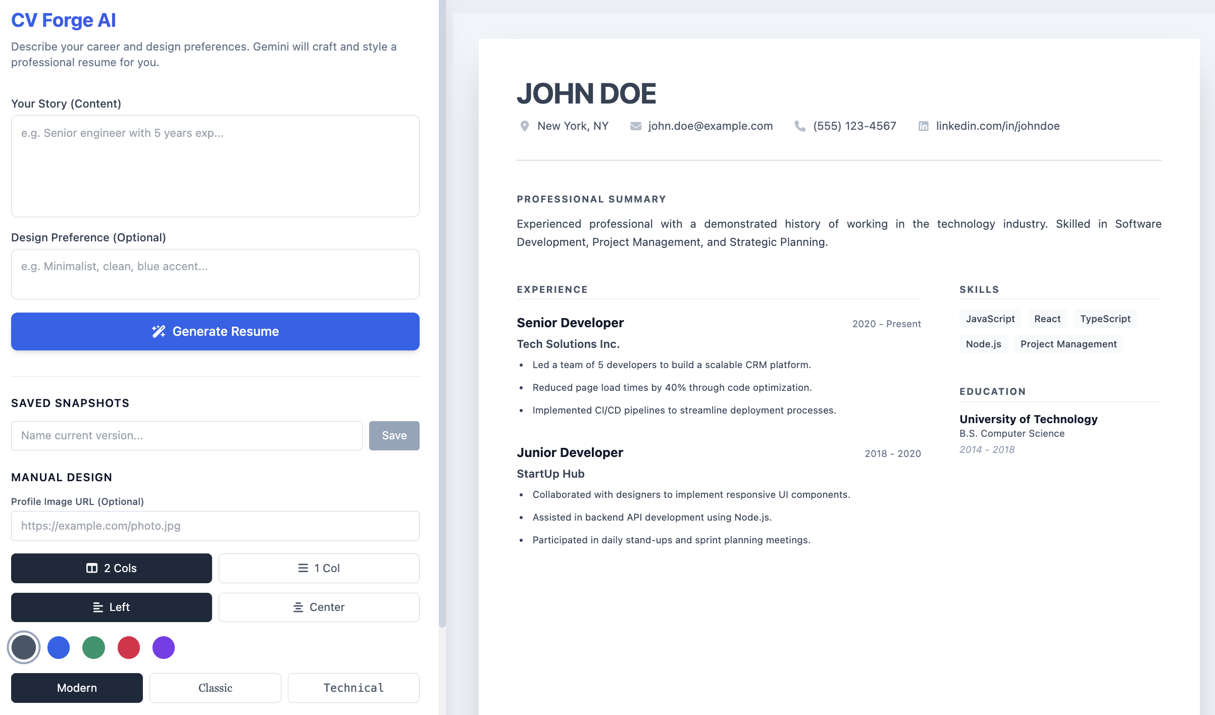 CV Forge AI Resume Builder